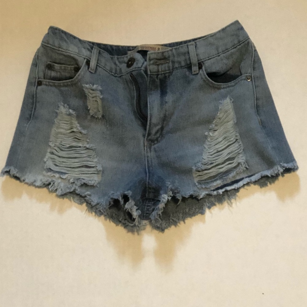 High waisted distressed denim shorts Highway